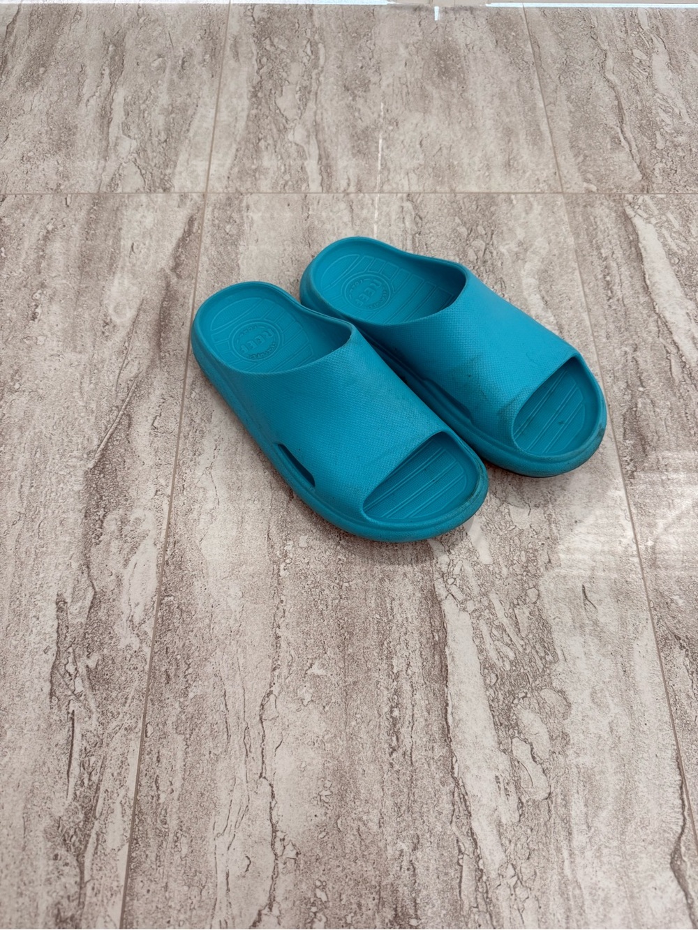 Reef Boys Slide Sandals in Teal Blue